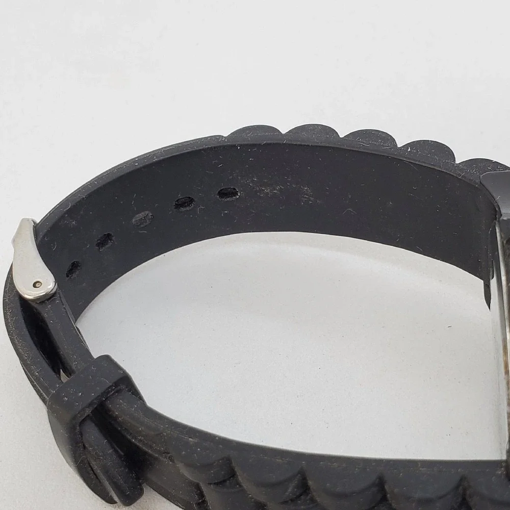 38MM Women Watch Black Dial Crystal Bezel Black Plastic‎ Band Straps New Battery